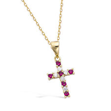 Collier 45cm Croix Rubis &