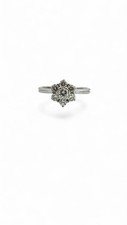 Bague marguerite en or blanc 18 carats et diamants taille 56 ajustable