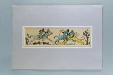  LITHOGRAPHIE ANCIENNE, chasse aux lions, cavaliers, chevaux, antiquité