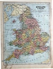 C1880 Carte Angleterre & Pays