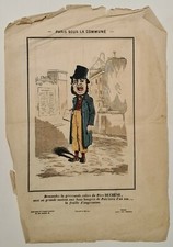 Paris sous la commune vers 1890 Estampe en couleur Politique Caricature Prusse
