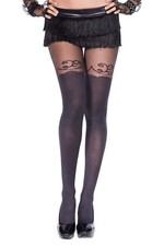 Collant Sexy Transparent + Opaque Design Haut De Cuisse Noir Lingerie P7108