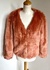 manteau veste T42 doublé fausse fourrure chaud chic habillé manches longues 289!