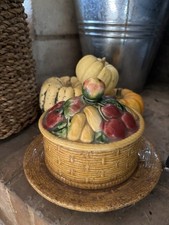 Beau confiturier/ bonbonnière faïence ancienne sarreguemines BARBOTINE.