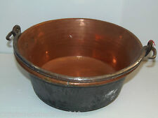 -CHAUDRON CUIVRE XIXe anse fer forgé Pour crémaillère Cheminée déco cuisine N 25