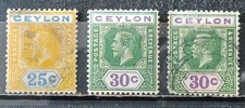 CEYLAN 1912-13- lot 3 timbres
