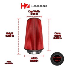 Filtre À Air Sec Ultra Performant D'Inlet Universel 4,0" 9,50" L x 6,00" L