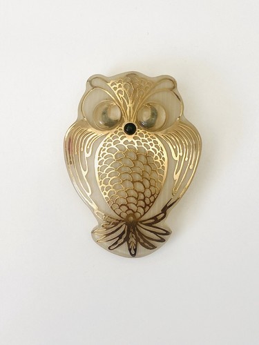 Rare broche hibou rhodoïd - rare,