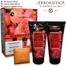 Ensemble Femme Erboristica Athena Grenade Cassis Gel Douche Crème Corps Savon