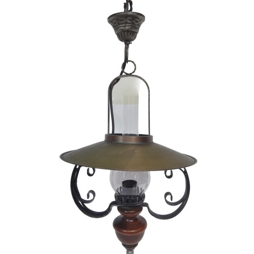 Lustre suspension bois metal - suspension,