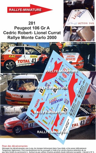Decals ref 0281 peugeot - 1/43,