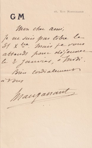 Guy maupassant lettre - guy, de