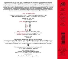 Feldman-Wolpe-Zimmerman-Piano: Four Generations by VARIOUS ARTISTS [Audio CD]