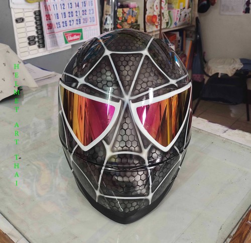 Casque moto spider man custom - moto,