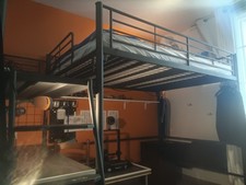 Lit mezzanine 2 places avec passerelle, matelas et bureau (140x270)