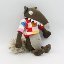 Doudou loup marron gris pull