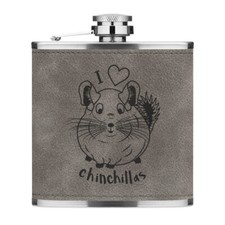 J'adore Les Chinchillas Flasque À Hip En Cuir PU De 6oz Gris Drôle