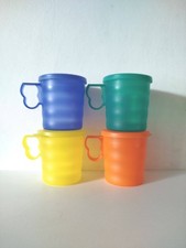 Tupperware Expression 4 Mug Cup Tasse Plastique Camping Couvercle 35 Cl Colorés