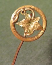 EPINGLE de CRAVATE OR ART NOUVEAU XIXème  FEUILLE de LIERRE LOVE JEWEL XIXème