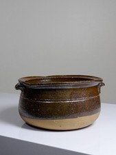 Marmite/bol à oreilles ancien XXe grès de Puisaye émaillé