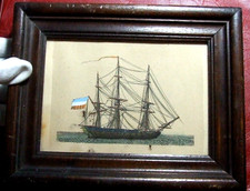 Ancien dessin couleur cuisine guerre avec canons cadre bois à identifier