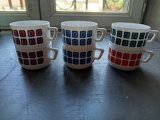 LOT DE 6 TASSES - ARCOPAL - Motif SQUARE - 7,5 cm