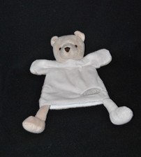 Peluche doudou ours marionnette CLARINS blanc crème beige TTBE