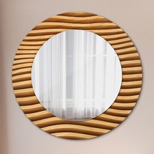 Miroirs avec Cadre en Verre Suspendu Muraux Decoratif Moderne Rond vague en bois