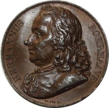 O5923 Rare Médaille uniface Hermannus Boerhaave Vivier Baron Desnoyers