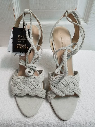 Zara leather lace sandals - zara, up