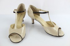 PETER KAISER Escarpins Salomés Cuir Verni Grège et Noir T 39,5 Très bon état