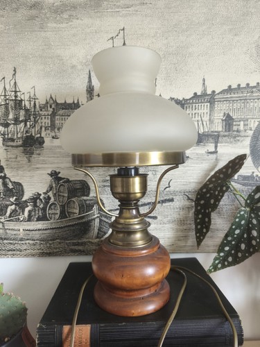 Lampe bois laiton - lampe, et