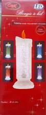 Bougie Led 4 Effets H.24cm Variation de couleurs et Paillettes tourbillonnantes