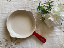 325⚜️ Ancienne Petite Poêle Cousances en Fonte Émaillée Rouge Double Becs