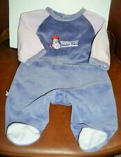 vetement bébé ou poupon pijama tissus velour violet 1 mois