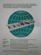 3/1970 PUB SNIAS SUD AVIATION PUMA GAZELLE ALOUETTE SUPER FRELON GAZELLE AD