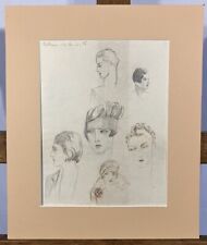 Dessin Croquis sur Défilé de Mode Femmes Art Deco Daté 1926