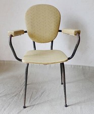 ANCIEN FAUTEUIL en METAL COURBE, ASSISE SKAI DESIGN VINTAGE ANNÉES 50 1950