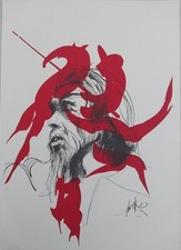 Lithographie de Raymond Moretti extraite de " L'Homme de la Mancha " 