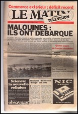 ▬►JOURNAL LE MATIN du 23/05/1982  RIKA ZARAÏ_PINK FLOYD_LUCKY LUKE_MALOUINES