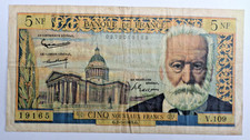 BILLET DE 5 NOUVEAUX FRANCS VICTOR HUGO MONNAIE FRANCAISE G.2.5.1963.G