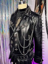 Veste en Cuir PU Y2K à Motifs