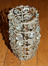 Ancien abat jour en verre pampilles complet à poser sur bougie ou autre