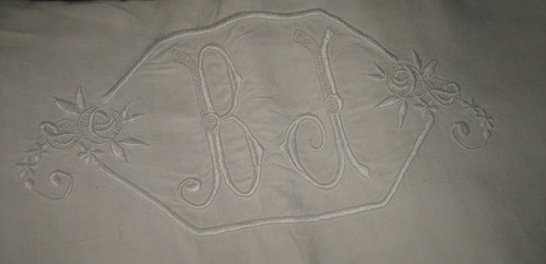 Ancien drap lin métis - drap, ajouré