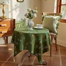 Nappe De Style Chinois Ronde Housse De Table Carrée Imprimé Bambou Vert