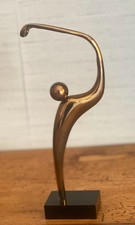 Figurine joueur de golf stylisé bronze poli et marbre