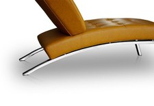 Lit de Repos Chaise Longue Cuir Cognac Marron Pied en Acier Inoxydable Qualité