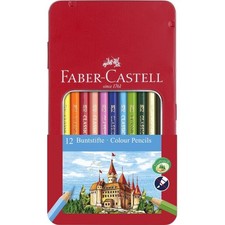 [115801] Faber-Castell Boîte métal 12 crayons de couleur hexagonaux avec fenêtre