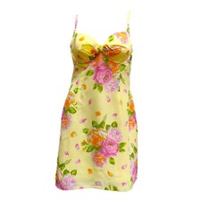 KENZO Vintage Robe Fleurie Femme 40/M/L Jaune Excellent État 