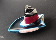 CENDRIER "LA CHEMINEE QUI FUME" BLEU EN FAÏENCE DU PAQUEBOT "FRANCE"